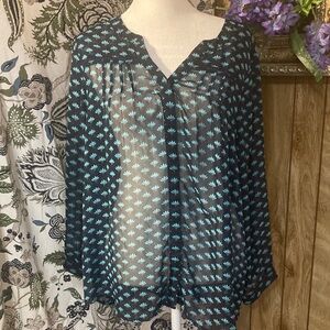 Skies Are Blue Black and Teal Blouse